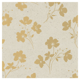 Cadeaupapier Grass paper classic flower - goud - 50cm x 3 m