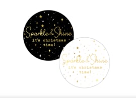 Sparkle &Shine it's Christmas time cadeaustickers - 4cm - 6 Stuks