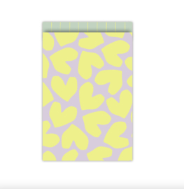 Cadeauzakjes lila gele harten - 17 x 25 cm (L) - 5 stuks