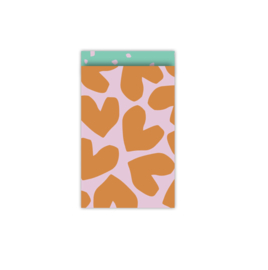 Cadeauzakjes Solo Hearts '25 - oranje lila roze - 12x19 cm (M) - 5 Stuks