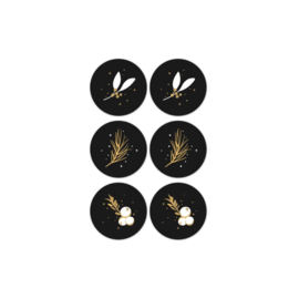 Let's Decorate cadeaustickers zwart - 5cm - 6 Stuks