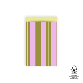 Cadeauzakjes - Stripe Chalk Pink - Yellow - 12x19cm - 5 Stuks