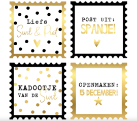 Postzegels sinterklaas cadeaustickers - 5cm - 8 Stuks