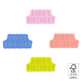Stickers - Happy birthday - goud  - 8 stuks
