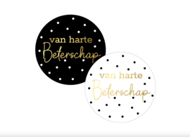 Van harte Beterschap cadeaustickers - 4cm - 6 Stuks