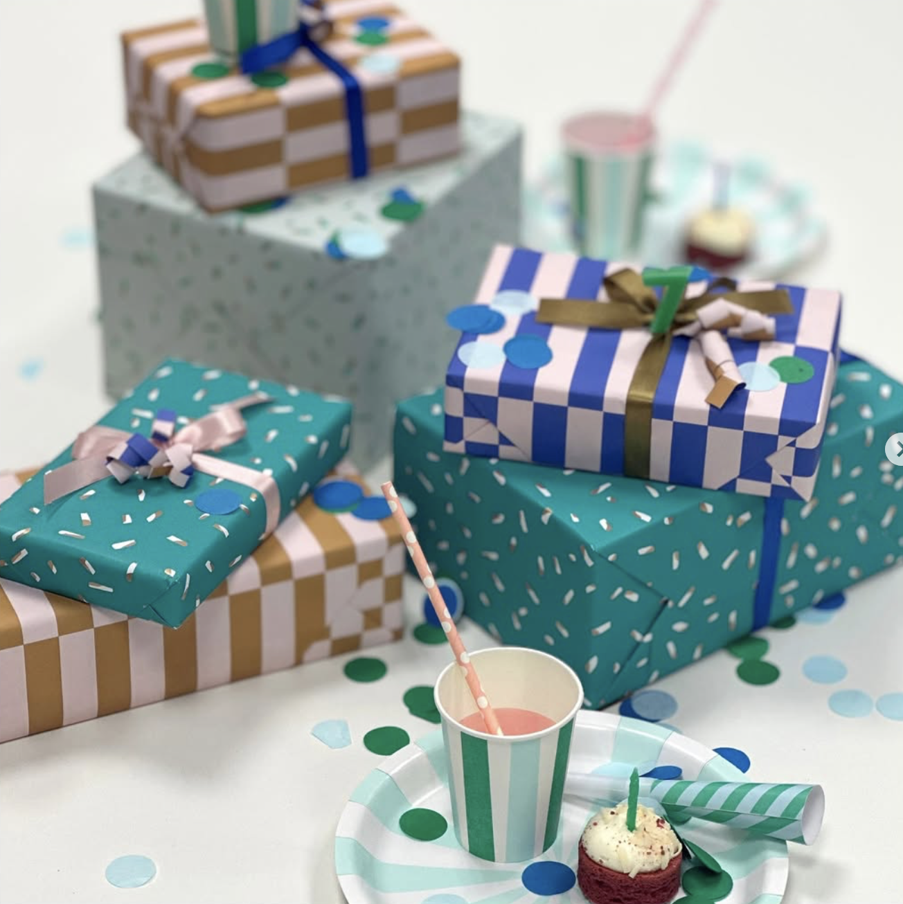 Cadeauzakje Colorblocking Duotone - Blauw - 12x19cm - 5 Stuks