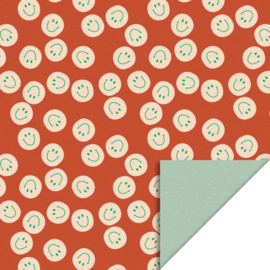 Cadeaupapier Smile Peach - Pistache - 70cm x 3m