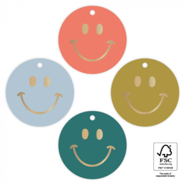 Cadeaulabel Multi Smiley | 4 stuks