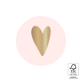 Sticker Hart | Pastel Pink - Goud