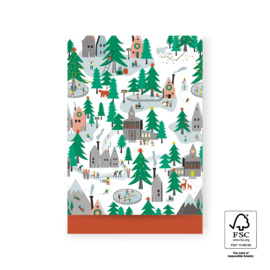 Cadeauzakje Christmas Village | 17 x 25 CM