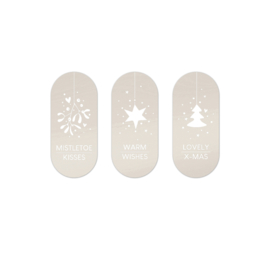 Sticker Kerst Ovaaltjes | Champagne- Wit