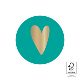 Sticker Hart | Turquoise - Goud
