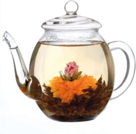 Glazen theepot (500 ml) met bloemthee