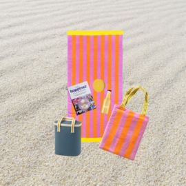 Strandlaken en Strandtas Fuchsia Oranje Geel  Samira