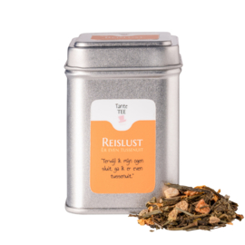 Reislust - Theeblikje met 15 gram frisse groene thee (Tante Tee)