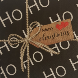 KERST  Servetten HOHOHO zwart