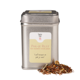 Pak-je Rust - Theeblik met 100 gram mix van rooibos en kruiden (Tante TEE)