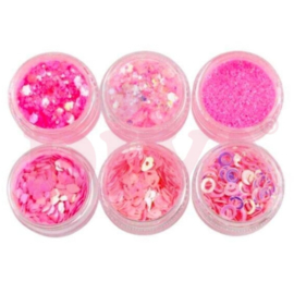 Mix Party 6 potjes Nailart Pink