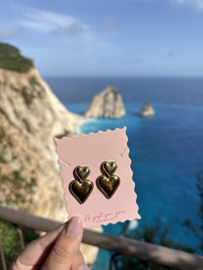 Earrings Double Heart gold