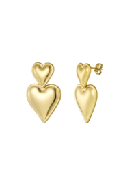 Earrings Double Heart gold