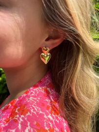 Earrings Double Heart gold