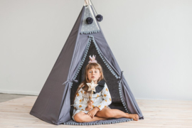 Tipi Tent Grey - Grey Pom Pom
