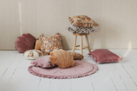 Velvet ronde (speel) mat met frills "Dirty Pink"