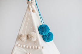 Teal Tipi Pom Poms