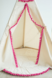 Tipi Tent Beige - Pink Pom Pom