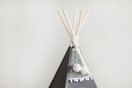 Tipi Tent Grey - White Pom Pom