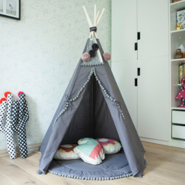 Tipi Tent Grey - Grey Pom Pom