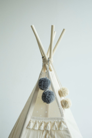 Silver Tipi Pom Poms