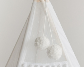 White Tipi Pom Poms