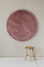 Velvet ronde (speel) mat met frills "Dirty Pink"