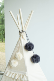 Grey Tipi Pom Poms