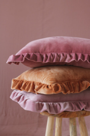 Velvet frills sierkussen , 'Dirty Pink' -MoiMili