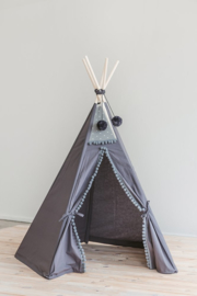 Tipi Tent Grey - Grey Pom Pom
