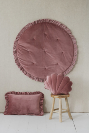 Velvet ronde (speel) mat met frills "Dirty Pink"