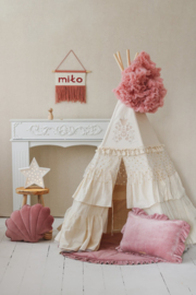 Velvet ronde (speel) mat met frills "Dirty Pink"