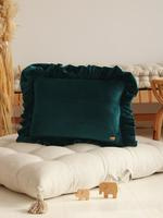 Velvet frills sierkussen , 'Emerald Green' -MoiMili