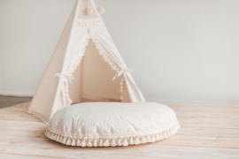 XL Floor Pillow Beige - Tassels