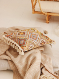 "Boho" kussen met franjes