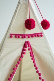 Tipi Tent Beige - Pink Pom Pom