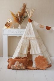 Velvet ronde (speel) mat met frills "Caramel"