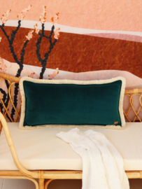 Zacht fluwelen kussen ' Emerald' met franjes