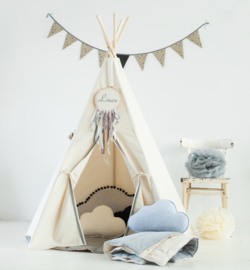 Tipi Tent Classic " Grey Pompons'