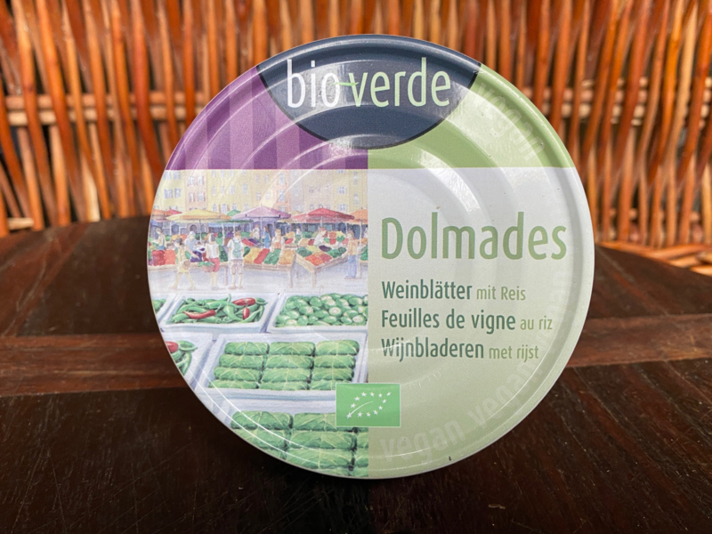Bio Dolmades vega (wijnbladeren gevuld met rijst)