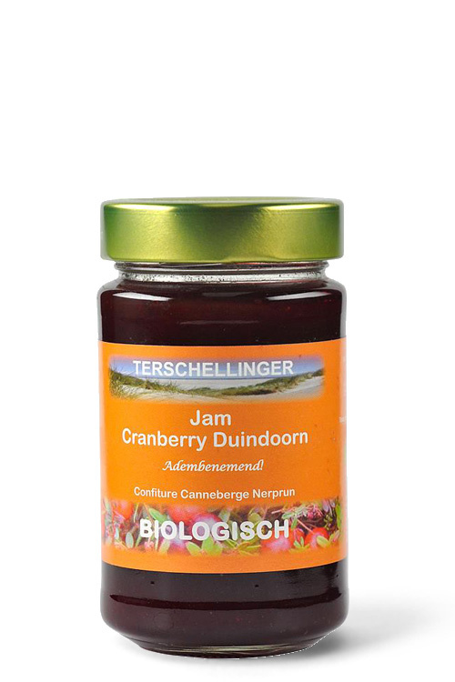 Biologische cranberry jam met duindoorn