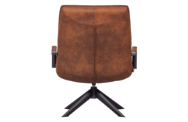 JOUKE DRAAIFAUTEUIL MET ARMLEUNING KUNSTLEER COGNAC