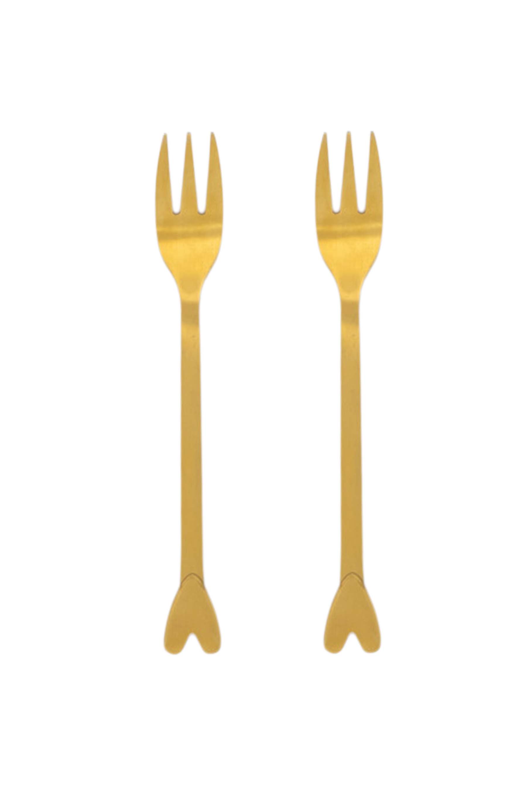 ZUSSS set van 2 vorkjes hartje goud